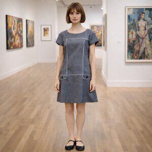 BEN SHERMAN - Minimalist structured short sleeved shift dress - size M